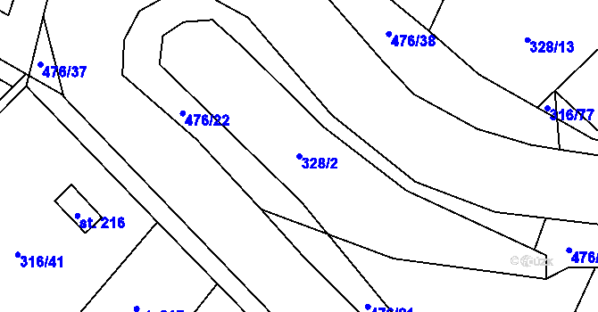 Parcela st. 328/2 v KÚ Husinec u Řeže, Katastrální mapa