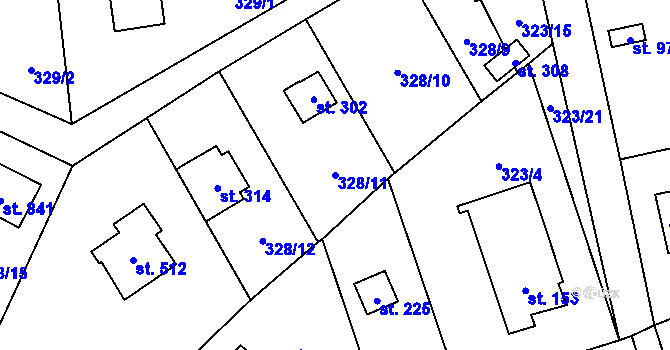 Parcela st. 328/11 v KÚ Husinec u Řeže, Katastrální mapa