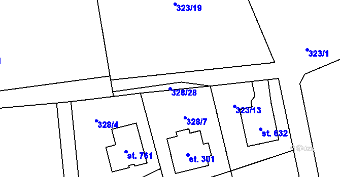 Parcela st. 328/28 v KÚ Husinec u Řeže, Katastrální mapa