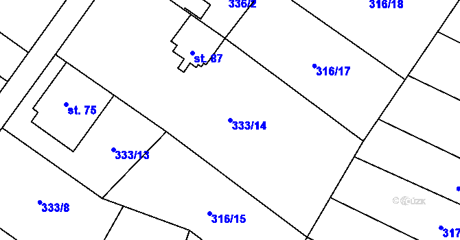 Parcela st. 333/14 v KÚ Husinec u Řeže, Katastrální mapa