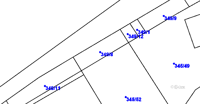 Parcela st. 349/8 v KÚ Husinec u Řeže, Katastrální mapa