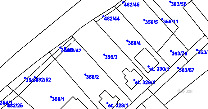 Parcela st. 356/3 v KÚ Husinec u Řeže, Katastrální mapa