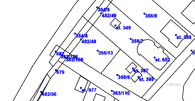 Parcela st. 356/13 v KÚ Husinec u Řeže, Katastrální mapa