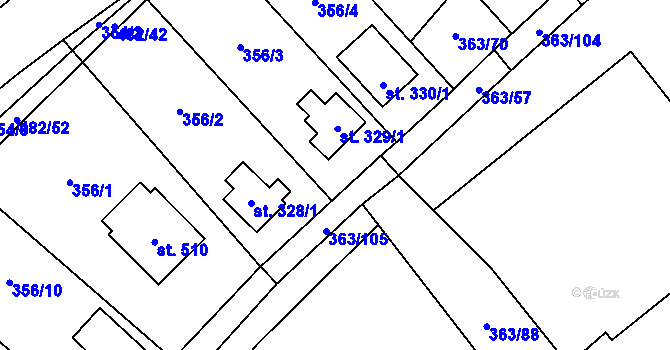 Parcela st. 363/67 v KÚ Husinec u Řeže, Katastrální mapa