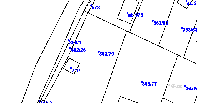 Parcela st. 363/79 v KÚ Husinec u Řeže, Katastrální mapa