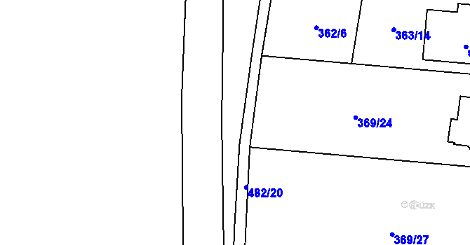 Parcela st. 372/2 v KÚ Husinec u Řeže, Katastrální mapa