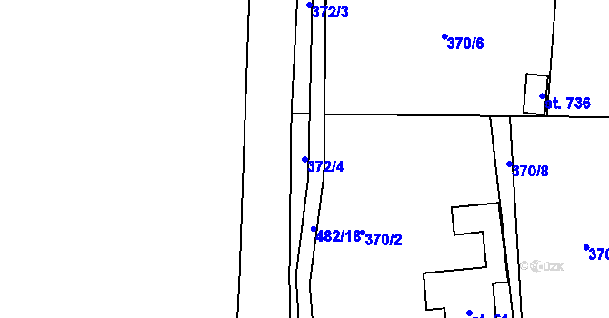 Parcela st. 372/4 v KÚ Husinec u Řeže, Katastrální mapa