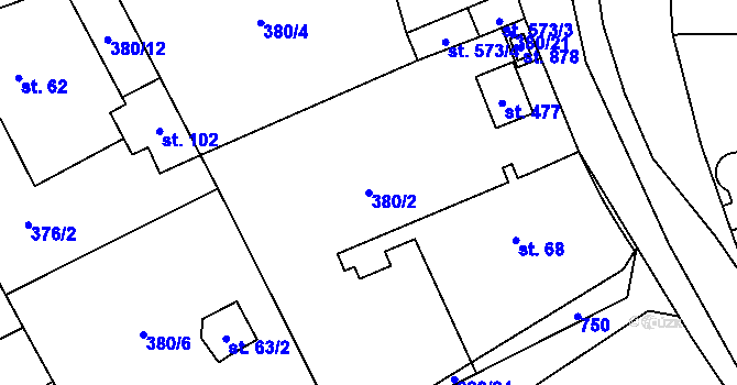 Parcela st. 380/2 v KÚ Husinec u Řeže, Katastrální mapa