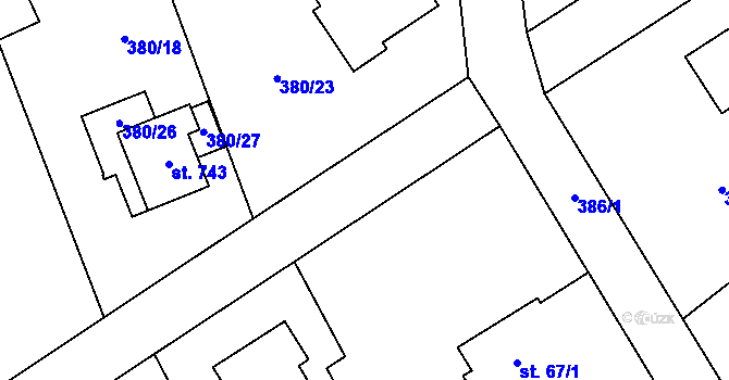 Parcela st. 380/13 v KÚ Husinec u Řeže, Katastrální mapa