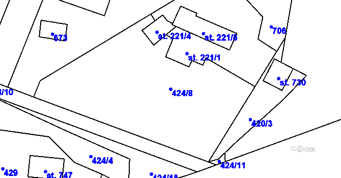 Parcela st. 424/8 v KÚ Husinec u Řeže, Katastrální mapa
