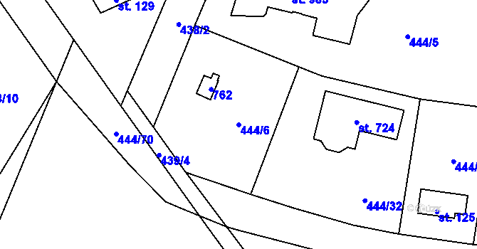 Parcela st. 444/6 v KÚ Husinec u Řeže, Katastrální mapa