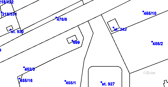Parcela st. 452/4 v KÚ Husinec u Řeže, Katastrální mapa