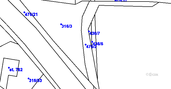 Parcela st. 476/2 v KÚ Husinec u Řeže, Katastrální mapa