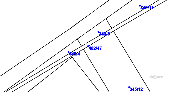Parcela st. 482/47 v KÚ Husinec u Řeže, Katastrální mapa