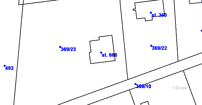 Parcela st. 666 v KÚ Husinec u Řeže, Katastrální mapa