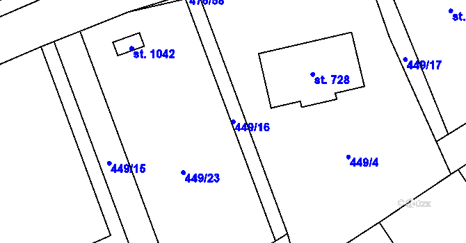 Parcela st. 449/16 v KÚ Husinec u Řeže, Katastrální mapa