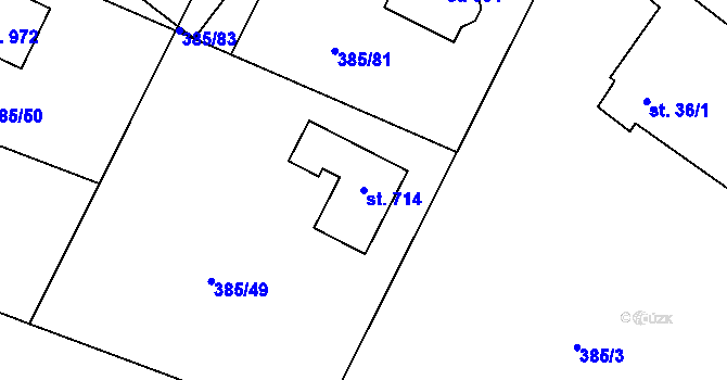 Parcela st. 714 v KÚ Husinec u Řeže, Katastrální mapa
