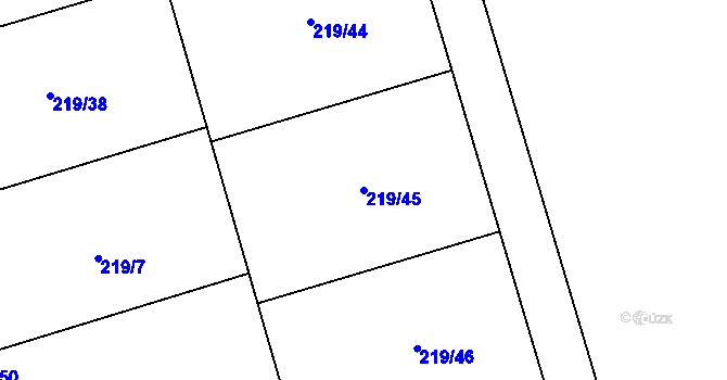 Parcela st. 219/45 v KÚ Husinec u Řeže, Katastrální mapa