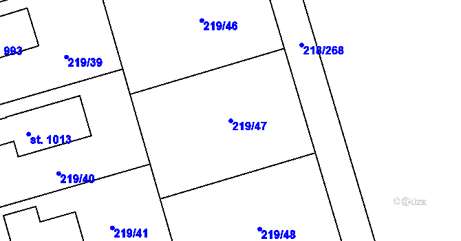 Parcela st. 219/47 v KÚ Husinec u Řeže, Katastrální mapa