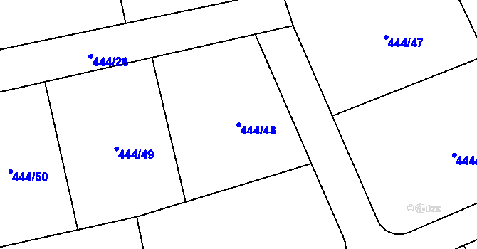 Parcela st. 444/48 v KÚ Husinec u Řeže, Katastrální mapa