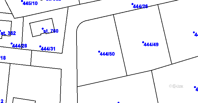 Parcela st. 444/50 v KÚ Husinec u Řeže, Katastrální mapa