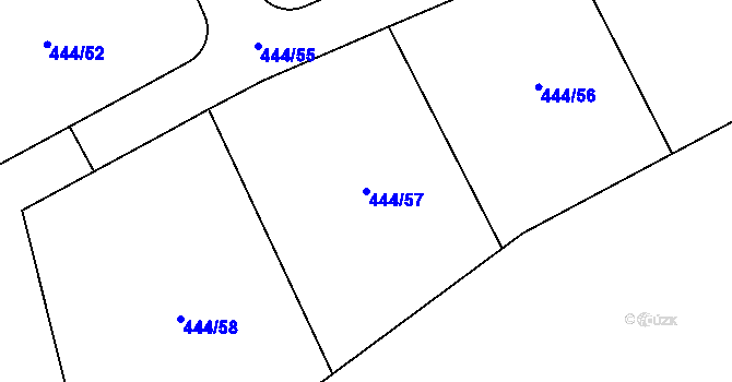 Parcela st. 444/57 v KÚ Husinec u Řeže, Katastrální mapa