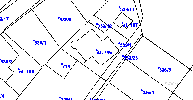Parcela st. 746 v KÚ Husinec u Řeže, Katastrální mapa