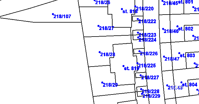 Parcela st. 218/28 v KÚ Husinec u Řeže, Katastrální mapa