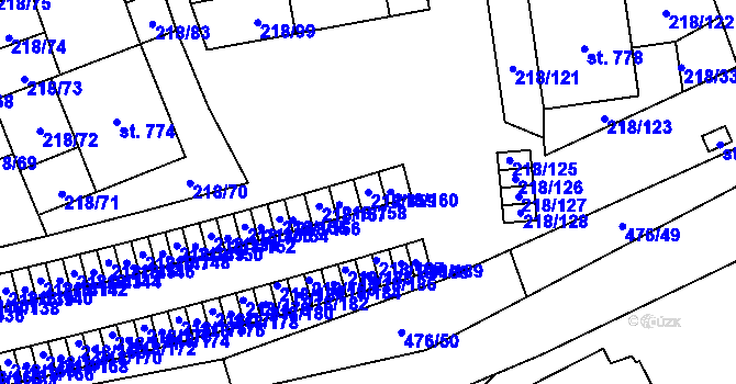Parcela st. 218/159 v KÚ Husinec u Řeže, Katastrální mapa