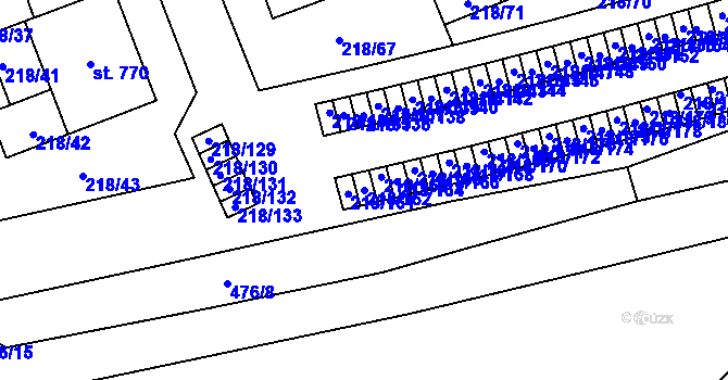 Parcela st. 218/162 v KÚ Husinec u Řeže, Katastrální mapa