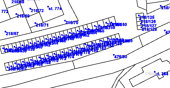 Parcela st. 218/181 v KÚ Husinec u Řeže, Katastrální mapa