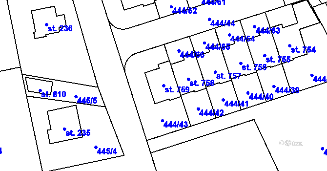 Parcela st. 759 v KÚ Husinec u Řeže, Katastrální mapa
