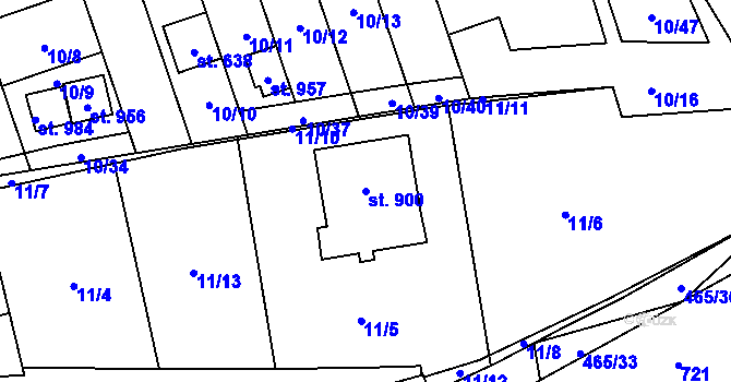 Parcela st. 900 v KÚ Husinec u Řeže, Katastrální mapa