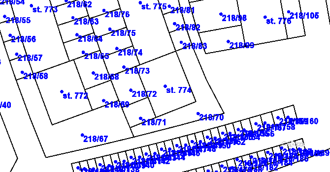 Parcela st. 774 v KÚ Husinec u Řeže, Katastrální mapa
