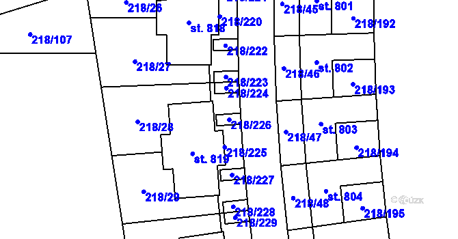 Parcela st. 218/226 v KÚ Husinec u Řeže, Katastrální mapa