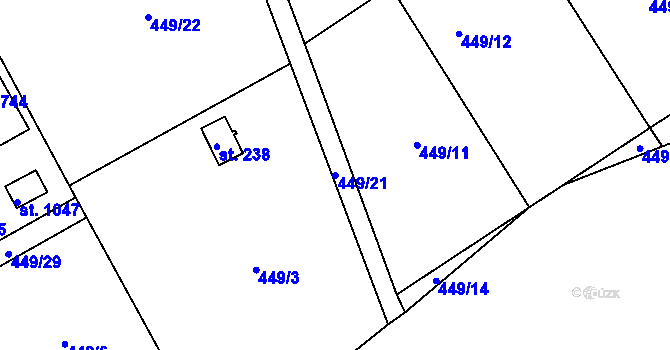 Parcela st. 449/21 v KÚ Husinec u Řeže, Katastrální mapa