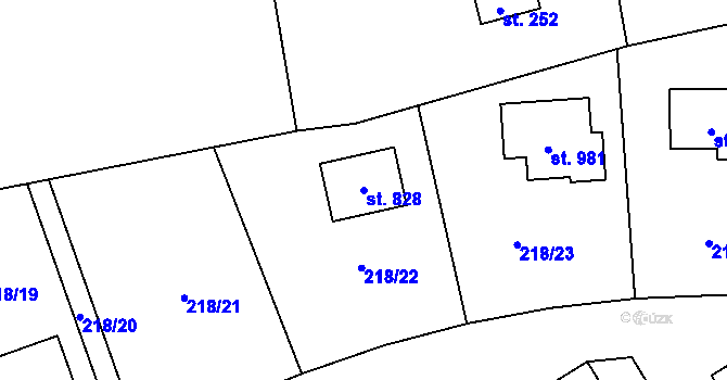 Parcela st. 828 v KÚ Husinec u Řeže, Katastrální mapa