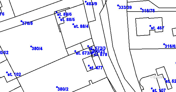 Parcela st. 573/3 v KÚ Husinec u Řeže, Katastrální mapa