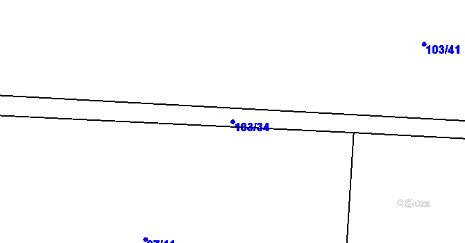 Parcela st. 103/34 v KÚ Husinec u Řeže, Katastrální mapa