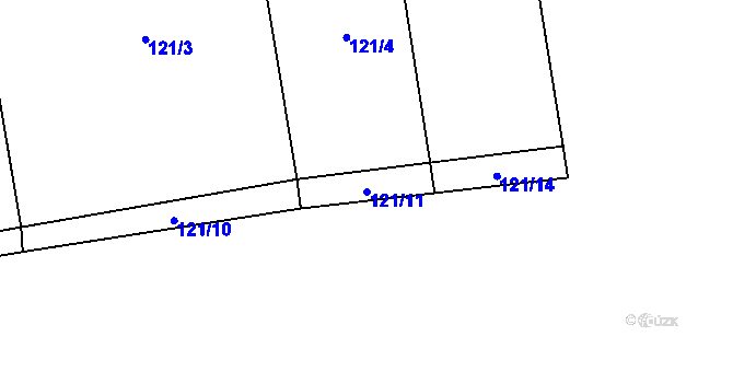 Parcela st. 121/11 v KÚ Husinec u Řeže, Katastrální mapa