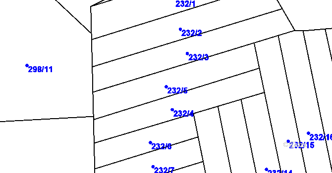 Parcela st. 232/5 v KÚ Husinec u Řeže, Katastrální mapa