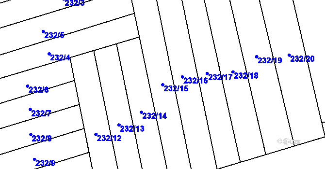 Parcela st. 232/15 v KÚ Husinec u Řeže, Katastrální mapa