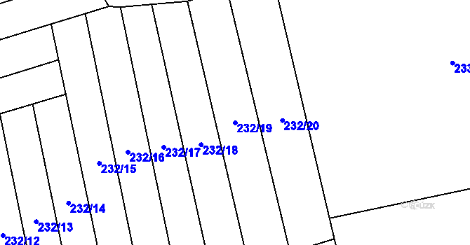 Parcela st. 232/19 v KÚ Husinec u Řeže, Katastrální mapa