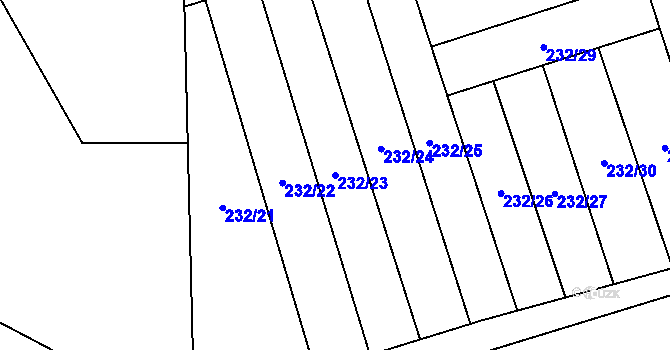 Parcela st. 232/23 v KÚ Husinec u Řeže, Katastrální mapa