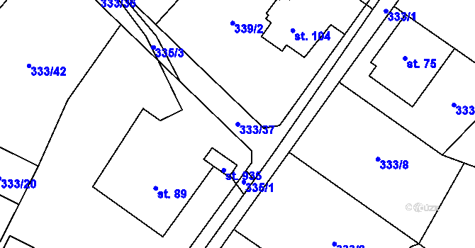 Parcela st. 333/37 v KÚ Husinec u Řeže, Katastrální mapa