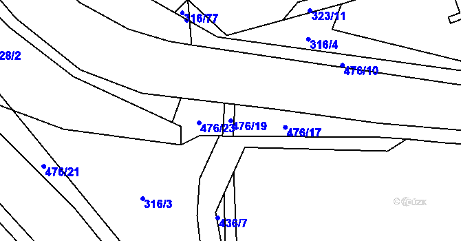 Parcela st. 476/19 v KÚ Husinec u Řeže, Katastrální mapa