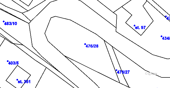 Parcela st. 476/28 v KÚ Husinec u Řeže, Katastrální mapa
