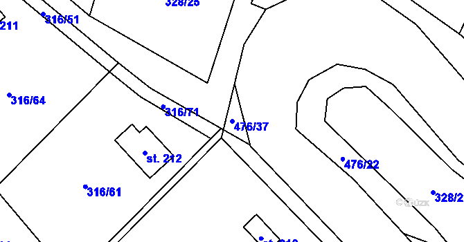 Parcela st. 476/37 v KÚ Husinec u Řeže, Katastrální mapa