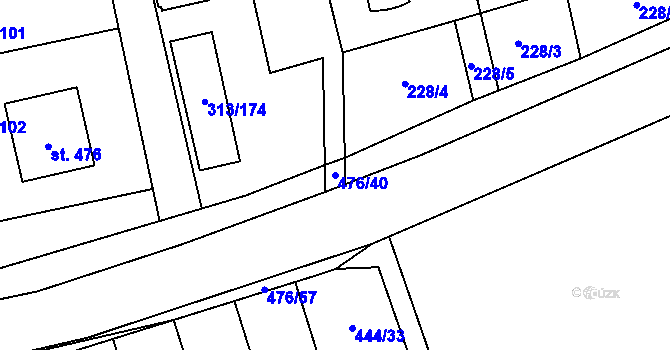 Parcela st. 476/40 v KÚ Husinec u Řeže, Katastrální mapa