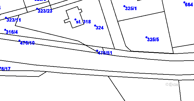 Parcela st. 476/51 v KÚ Husinec u Řeže, Katastrální mapa